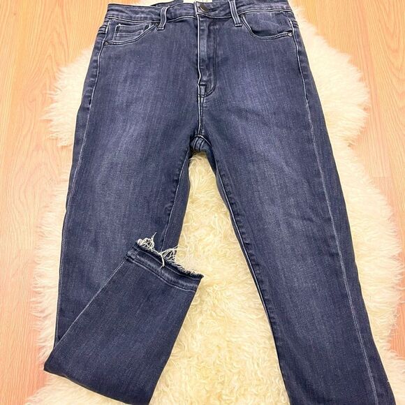 Parker Smith Faded Black High Rise Stretch Skinny Jeans Raw Hem 28 - Picture 1 of 7